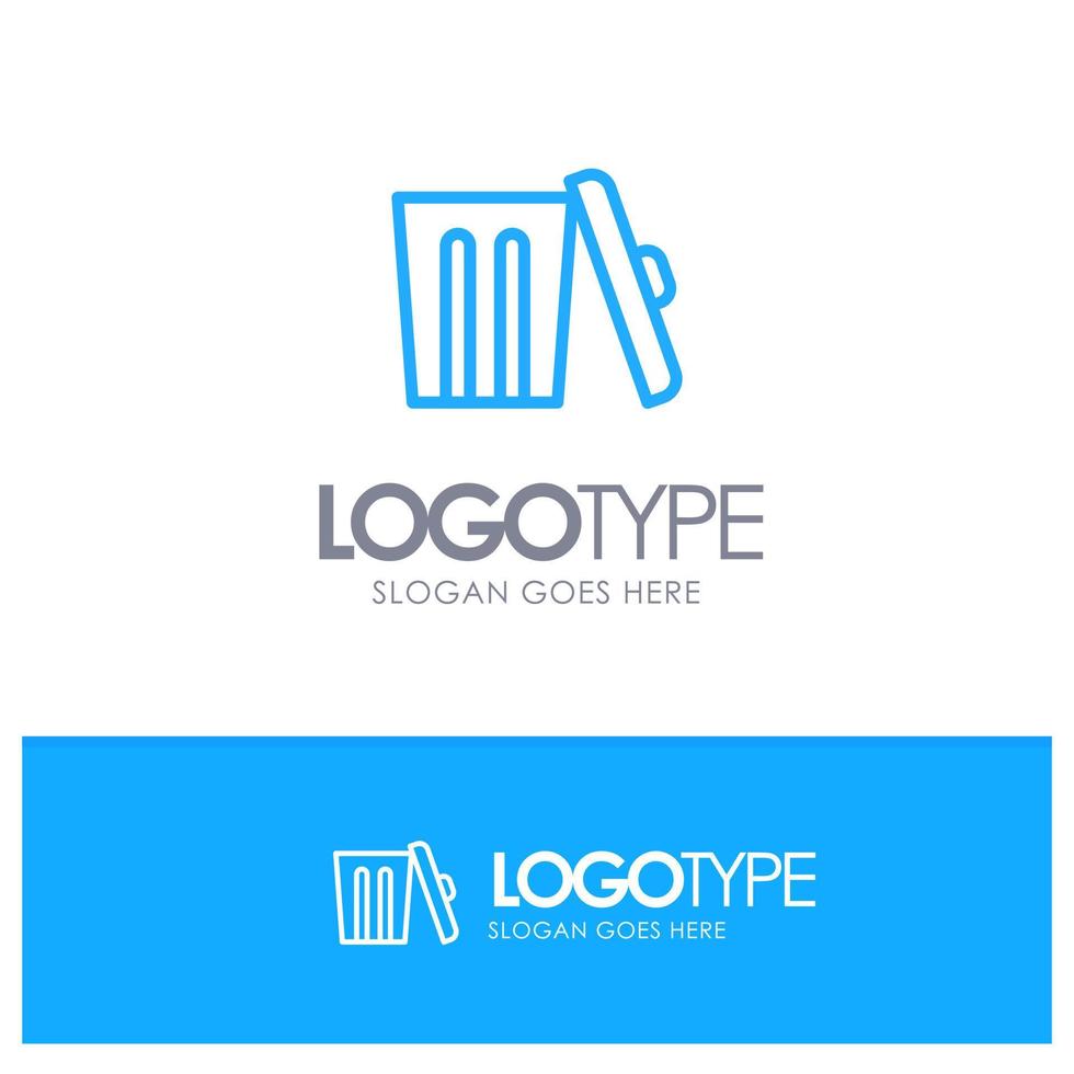 Ecology Environment Garbage Trash Blue outLine Logo with place for tagline vector