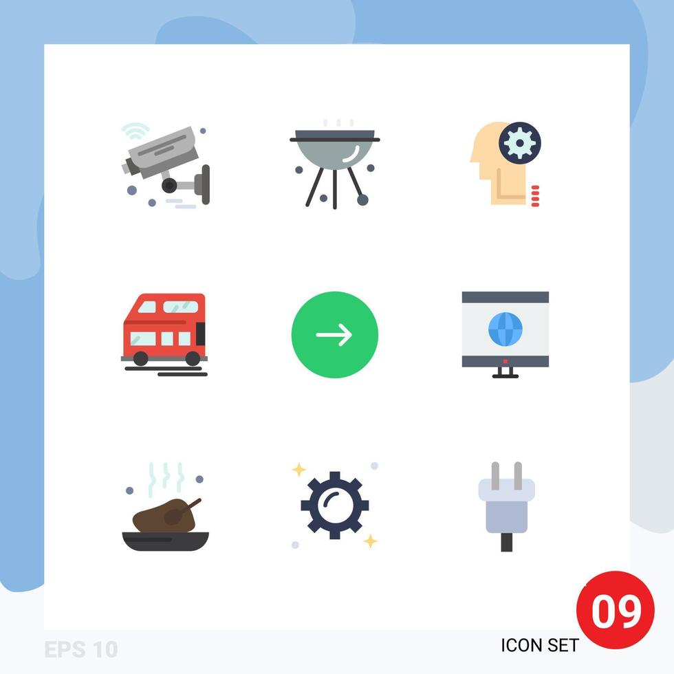 9 Universal Flat Colors Set for Web and Mobile Applications vehicle coach food bus gear Editable Vector Design Elements