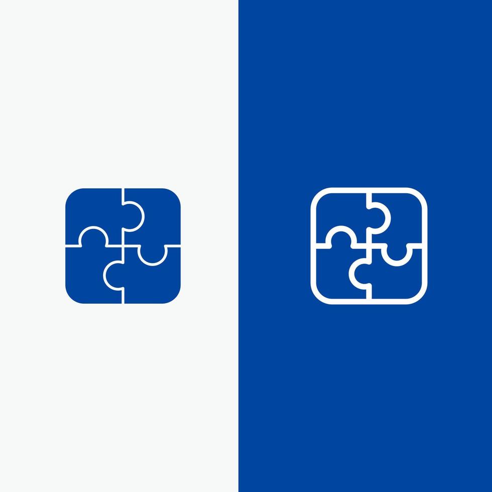 Puzzle Parts Strategy Teamwork Line and Glyph Solid icon Blue banner Line and Glyph Solid icon Blue banner vector