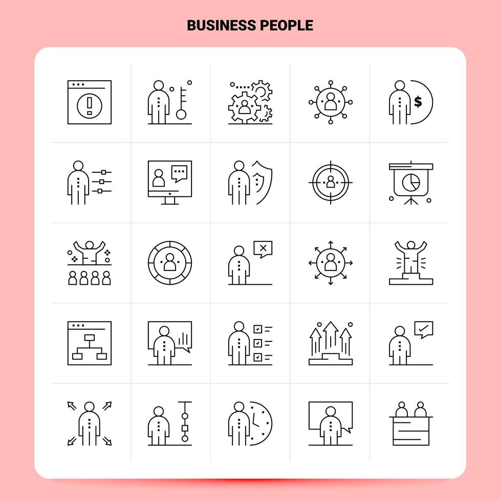 OutLine 25 Business People Icon set Vector Line Style Design Black Icons Set Linear pictogram pack Web and Mobile Business ideas design Vector Illustration