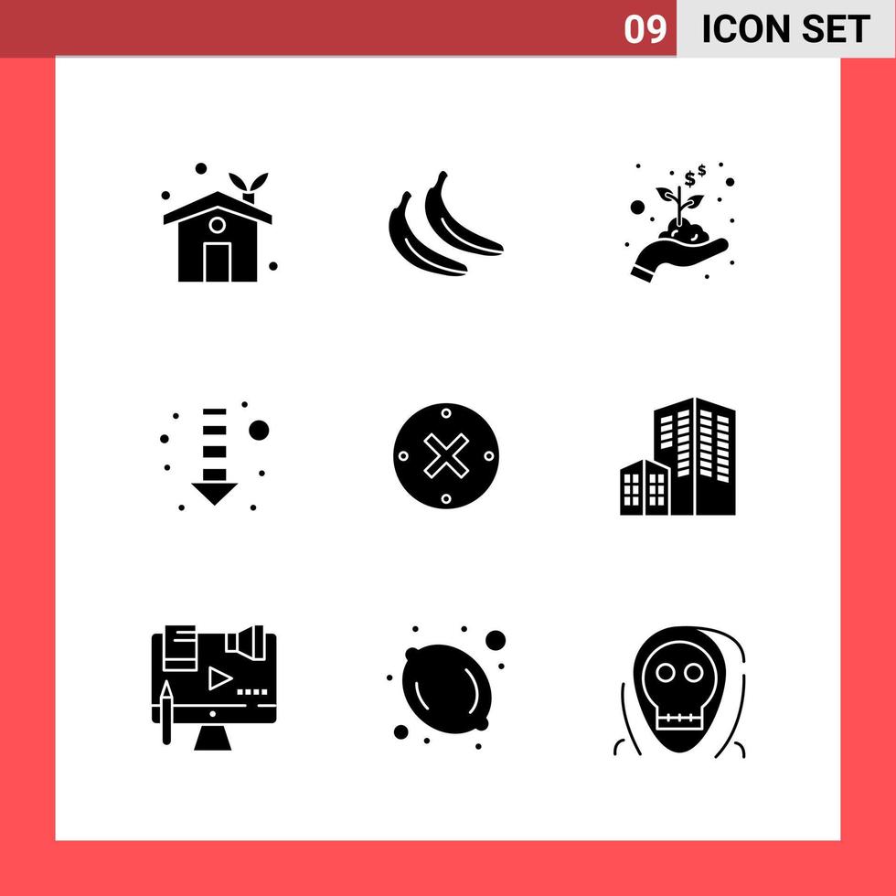 paquete de 9 iconos símbolos de glifo de estilo sólido sobre fondo blanco signos simples para el diseño general fondo de vector de icono negro creativo