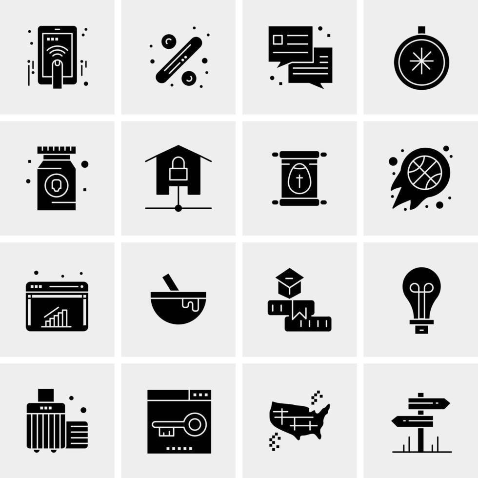 16 iconos de negocios universales vector ilustración de icono creativo para usar en proyectos relacionados con la web y dispositivos móviles