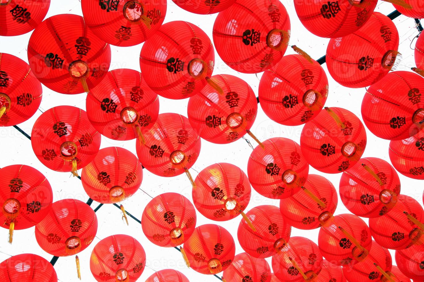 Travel to Bangkok, Thailand. A lot of beautiful red chinese lanterns. photo
