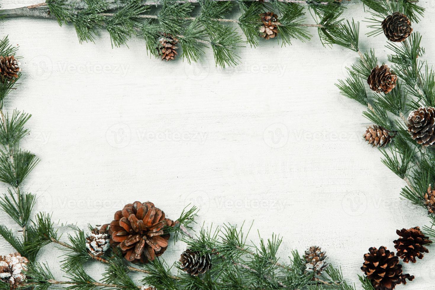 New Year or New Year's Eve background with fir branch with cones. The year 2023 is coming. photo