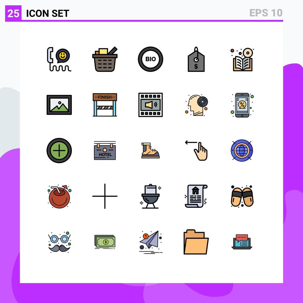 25 Creative Icons Modern Signs and Symbols of dvd tag bio product power Editable Vector Design Elements