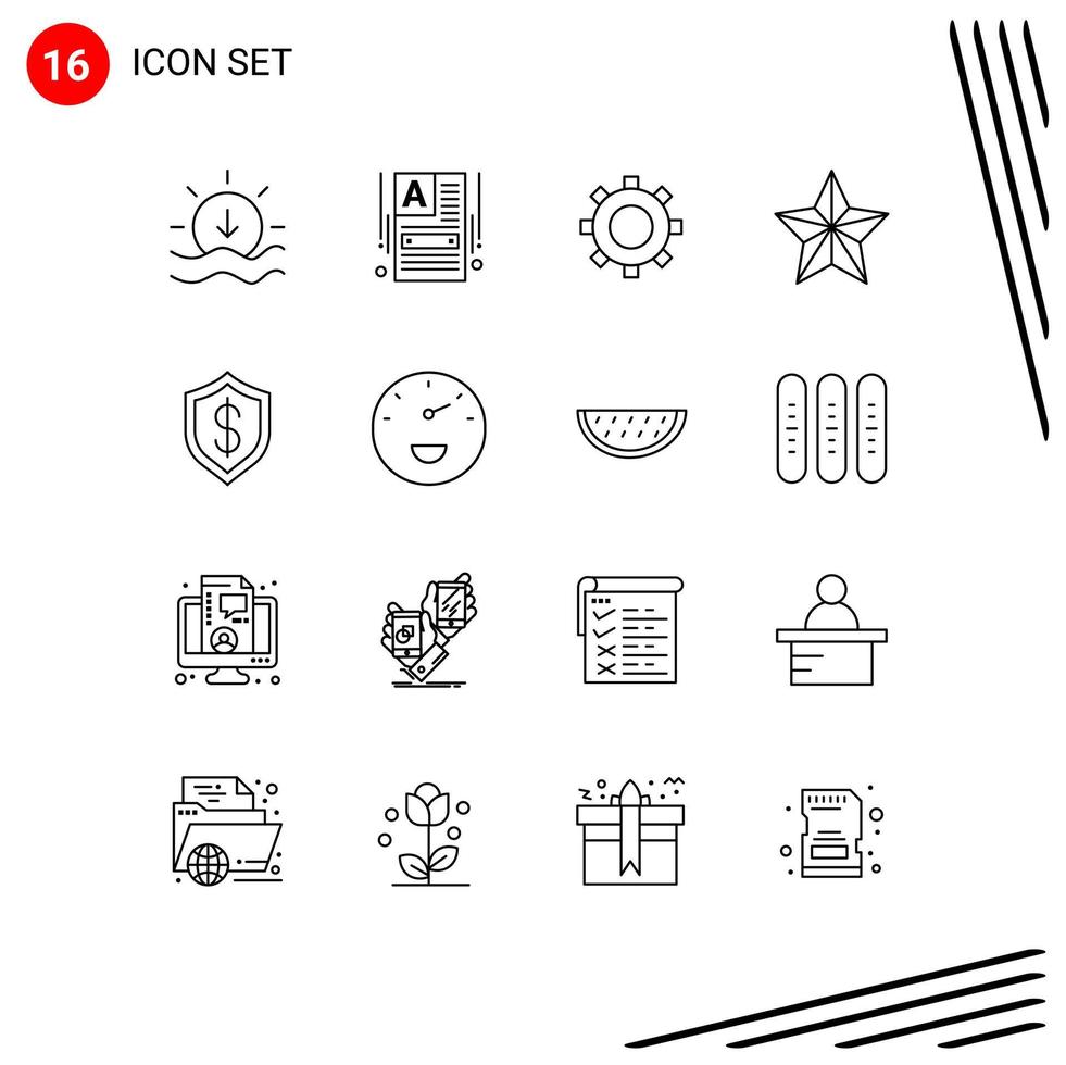 16 Universal Outlines Set for Web and Mobile Applications intelligent cashless gear artificial holiday Editable Vector Design Elements
