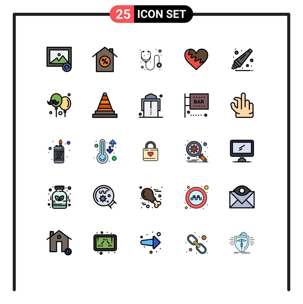 conjunto de 25 iconos modernos de la interfaz de usuario signos de símbolos para remover regalo de medicina de regreso a la escuela como elementos de diseño de vectores editables