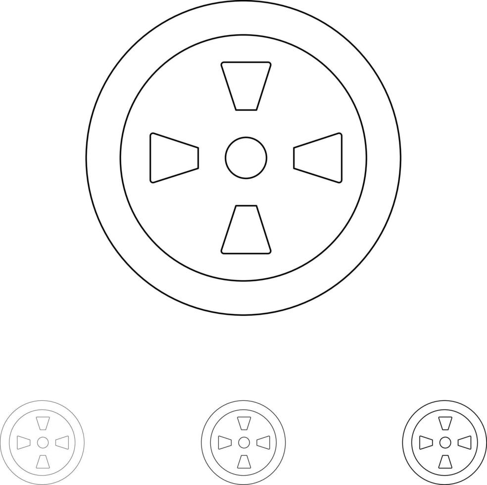 Fan Turbine Wind Bold and thin black line icon set vector