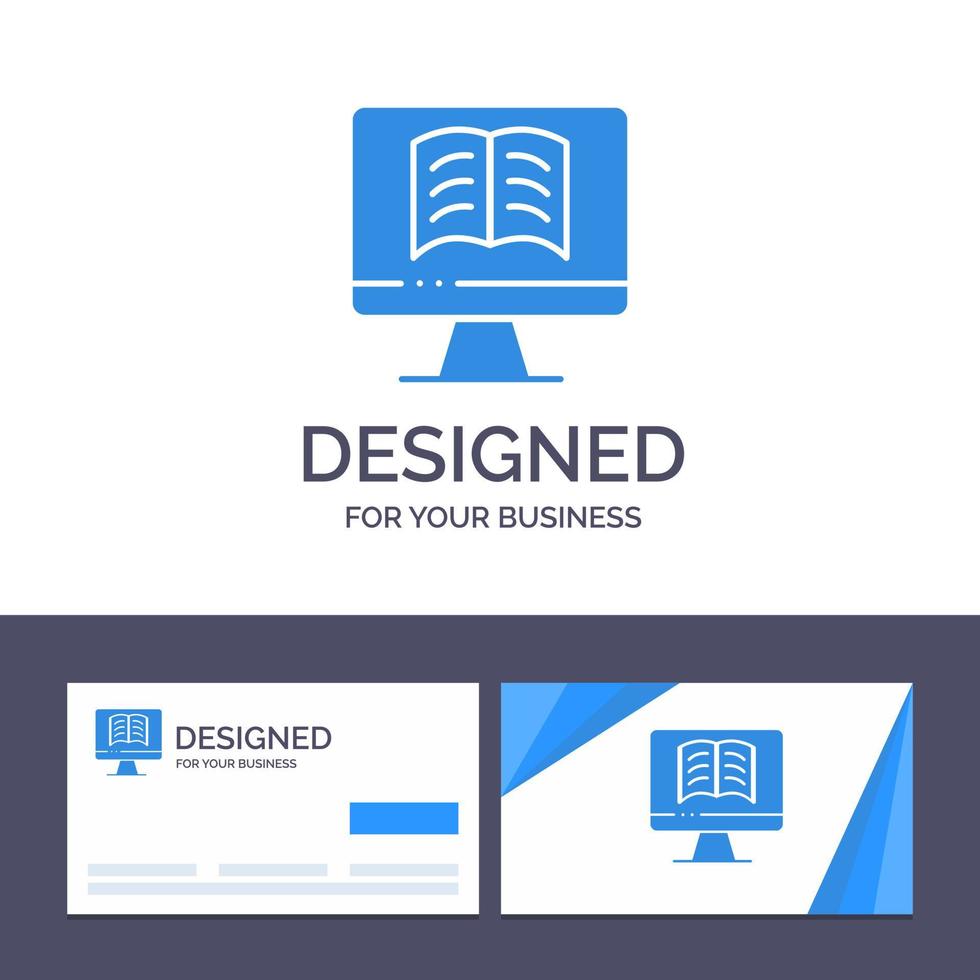 Ilustración de vector de tecnología de libro de computadora de plantilla de logotipo y tarjeta de visita creativa