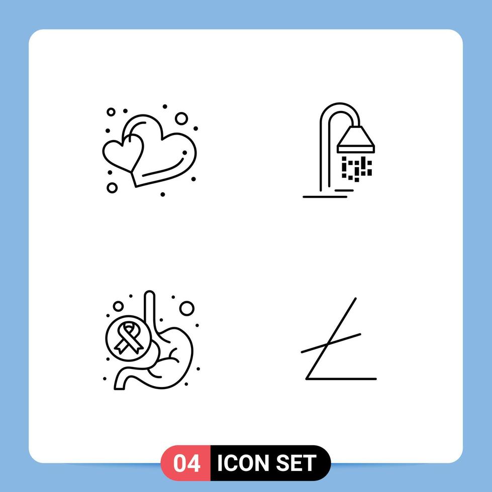 4 Universal Filledline Flat Colors Set for Web and Mobile Applications hearts day two service stomach Editable Vector Design Elements