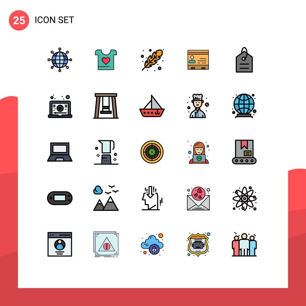 Stock Vector Icon Pack of 25 Line Signs and Symbols for people contacts autumn cards id Editable Vector Design Elements