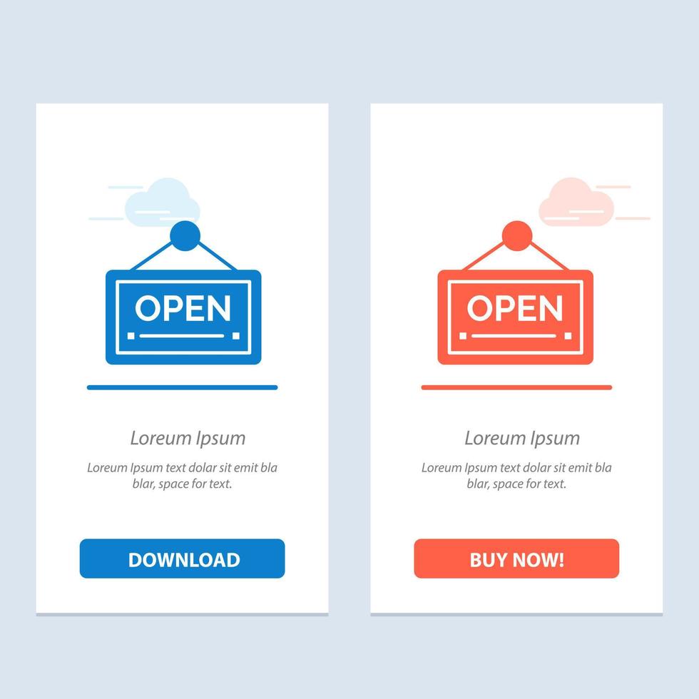 Open Sign Board Hotel  Blue and Red Download and Buy Now web Widget Card Template vector