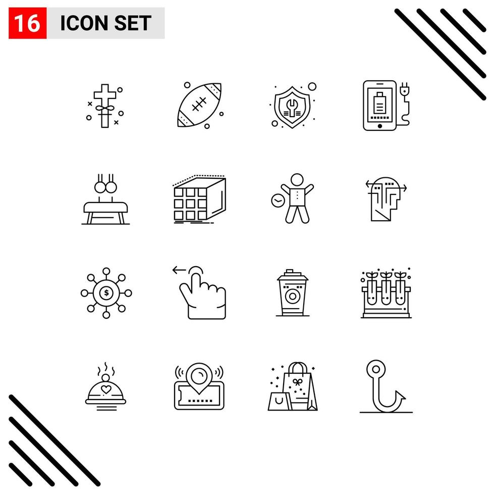 Stock Vector Icon Pack of 16 Line Signs and Symbols for exercise full fix charg insurance Editable Vector Design Elements