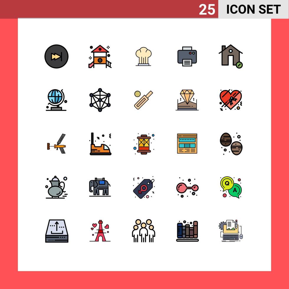 conjunto de 25 iconos modernos de la interfaz de usuario signos de símbolos para elementos de diseño vectorial editables del sombrero de la impresora del juego de impresión de la máquina vector