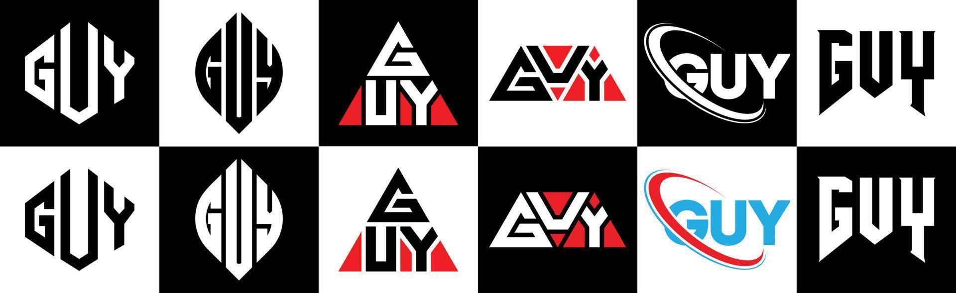 diseño de logotipo de letra tipo en seis estilos. tipo polígono, círculo, triángulo, hexágono, estilo plano y simple con logotipo de letra de variación de color blanco y negro en una mesa de trabajo. chico logo minimalista y clásico vector