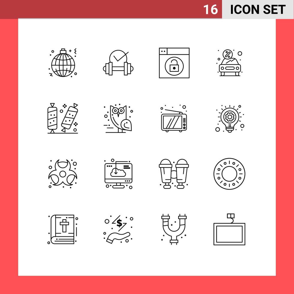 16 Thematic Vector Outlines and Editable Symbols of rent money sport discount unlock Editable Vector Design Elements