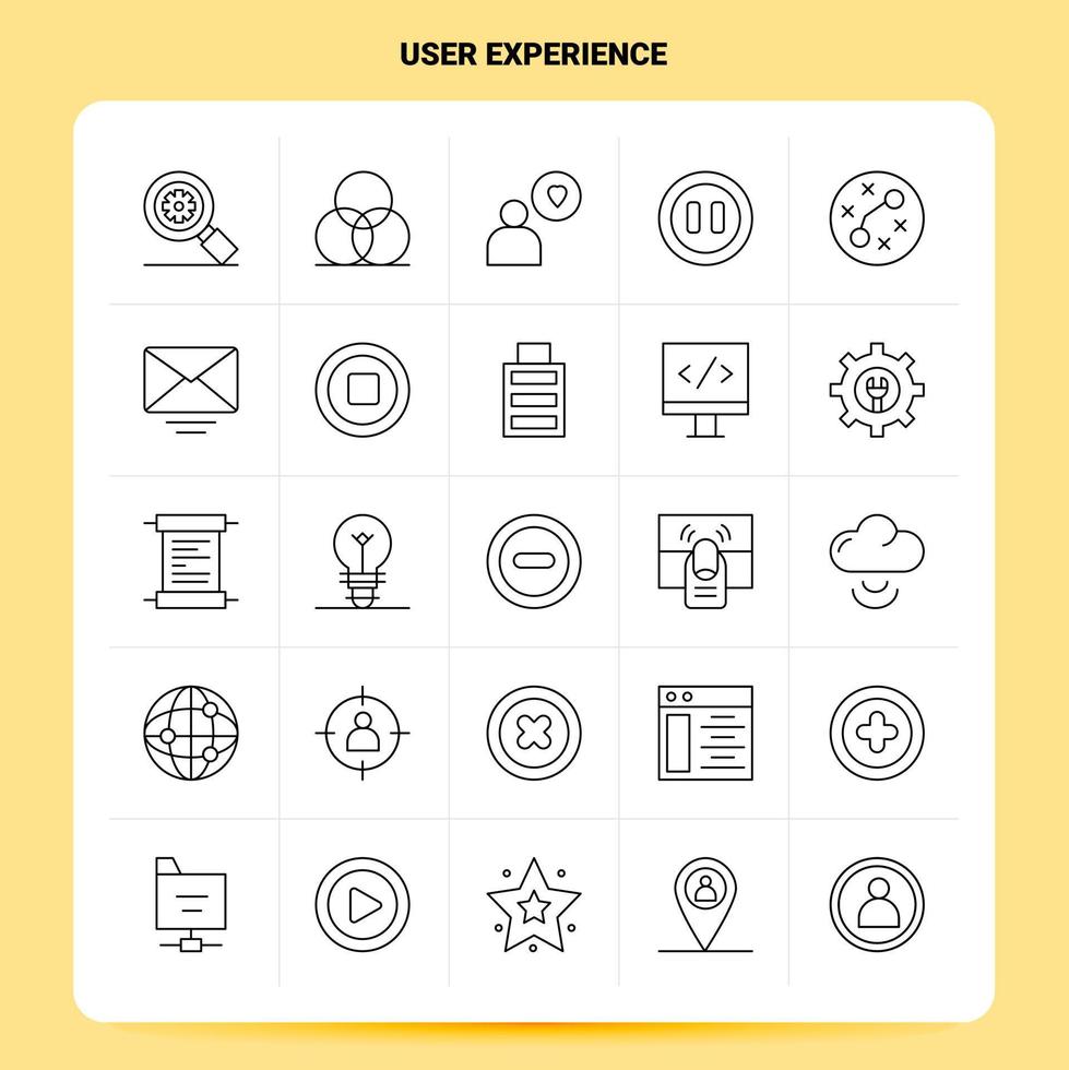 OutLine 25 User Experience Icon set Vector Line Style Design Black Icons Set Linear pictogram pack Web and Mobile Business ideas design Vector Illustration