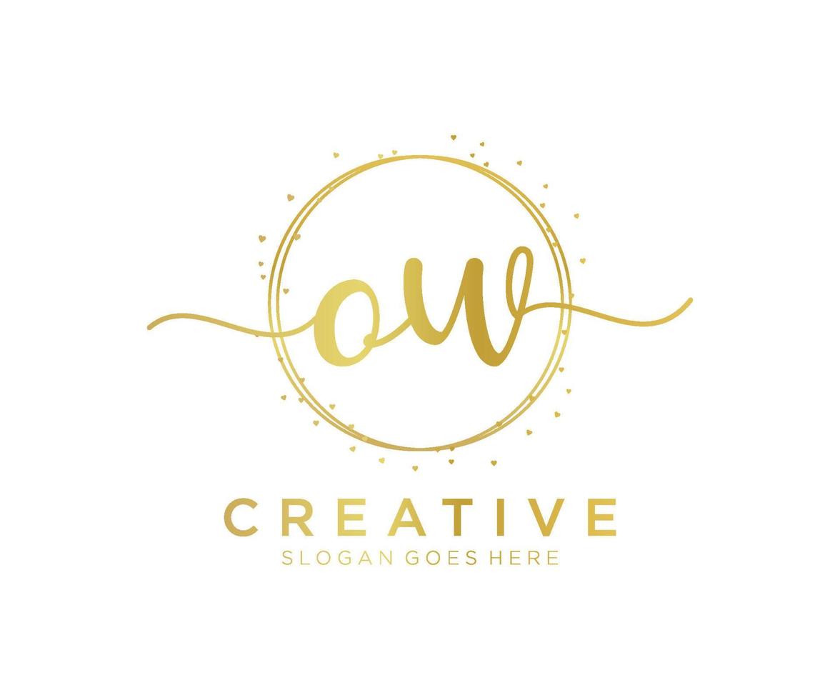 Initial OW feminine logo. Usable for Nature, Salon, Spa, Cosmetic and Beauty Logos. Flat Vector Logo Design Template Element.