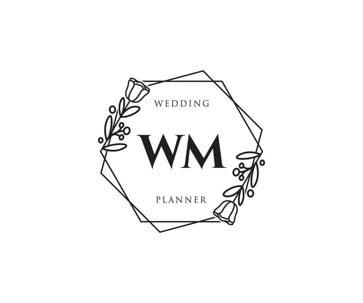 Initial WM feminine logo. Usable for Nature, Salon, Spa, Cosmetic and Beauty Logos. Flat Vector Logo Design Template Element.