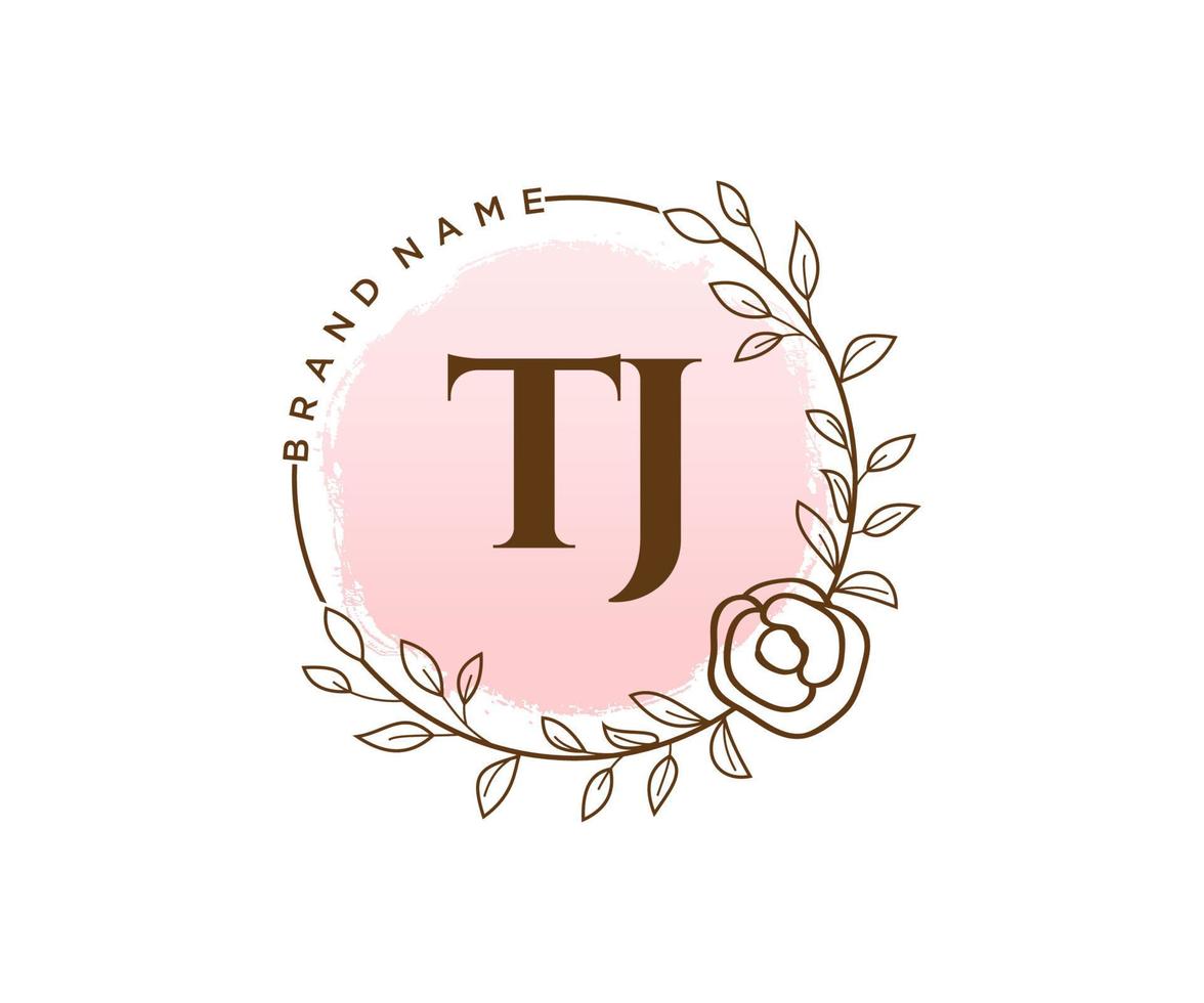 Initial TJ feminine logo. Usable for Nature, Salon, Spa, Cosmetic and Beauty Logos. Flat Vector Logo Design Template Element.