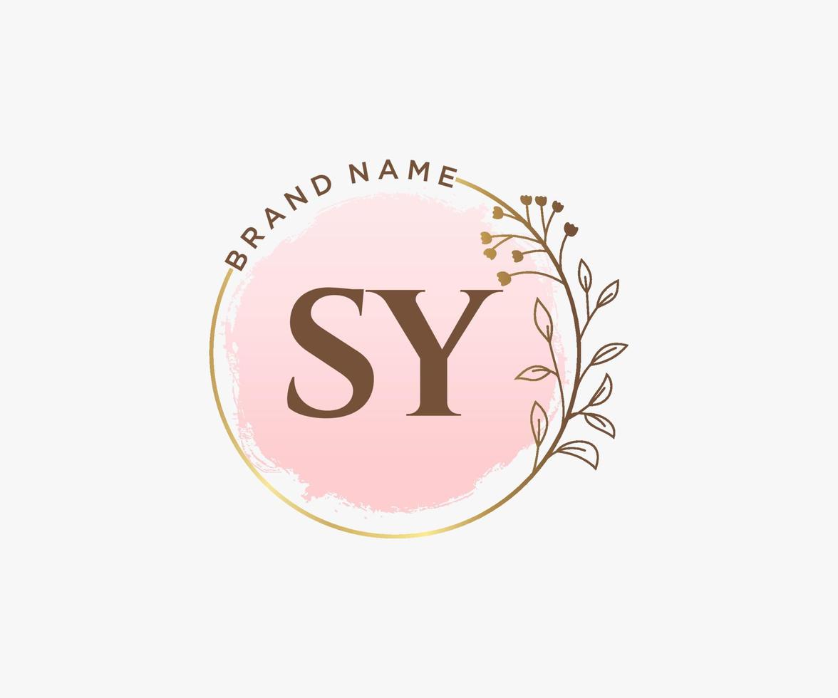 Initial SY feminine logo. Usable for Nature, Salon, Spa, Cosmetic and Beauty Logos. Flat Vector Logo Design Template Element.