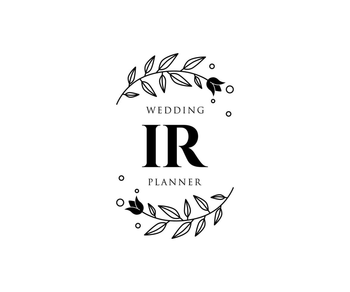 IR Initials letter Wedding monogram logos collection, hand drawn modern minimalistic and floral templates for Invitation cards, Save the Date, elegant identity for restaurant, boutique, cafe in vector