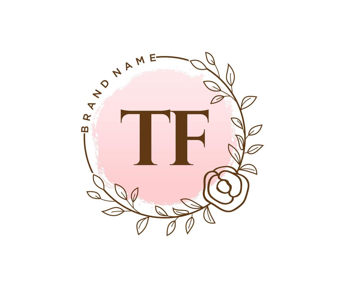 Initial TF feminine logo. Usable for Nature, Salon, Spa, Cosmetic and Beauty Logos. Flat Vector Logo Design Template Element.