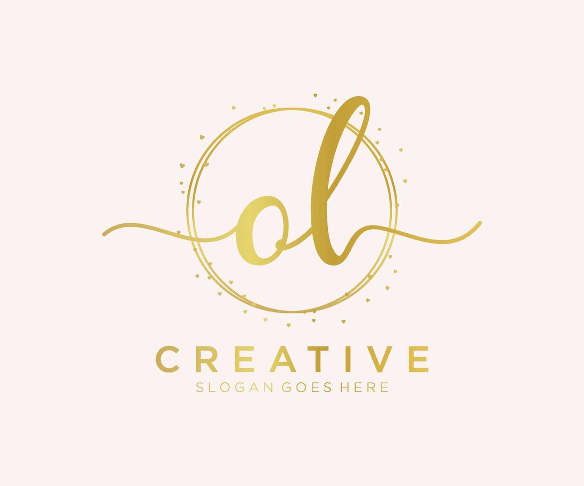 Initial OL feminine logo. Usable for Nature, Salon, Spa, Cosmetic and Beauty Logos. Flat Vector Logo Design Template Element.