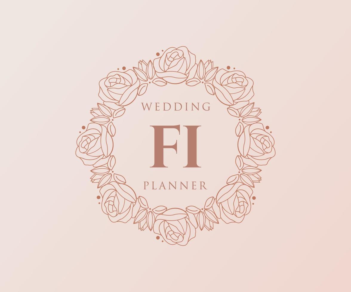 FI Initials letter Wedding monogram logos collection, hand drawn modern minimalistic and floral templates for Invitation cards, Save the Date, elegant identity for restaurant, boutique, cafe in vector