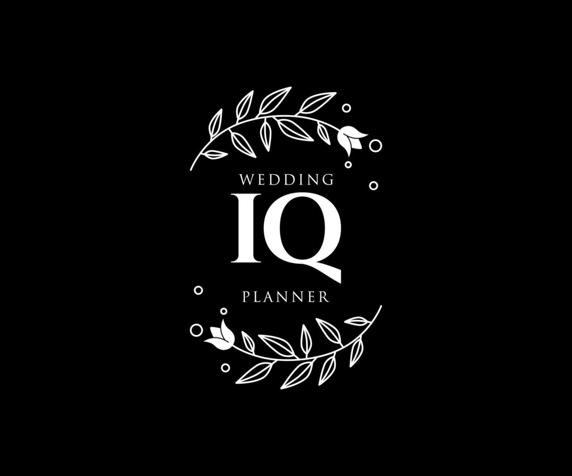IQ Initials letter Wedding monogram logos collection, hand drawn modern minimalistic and floral templates for Invitation cards, Save the Date, elegant identity for restaurant, boutique, cafe in vector