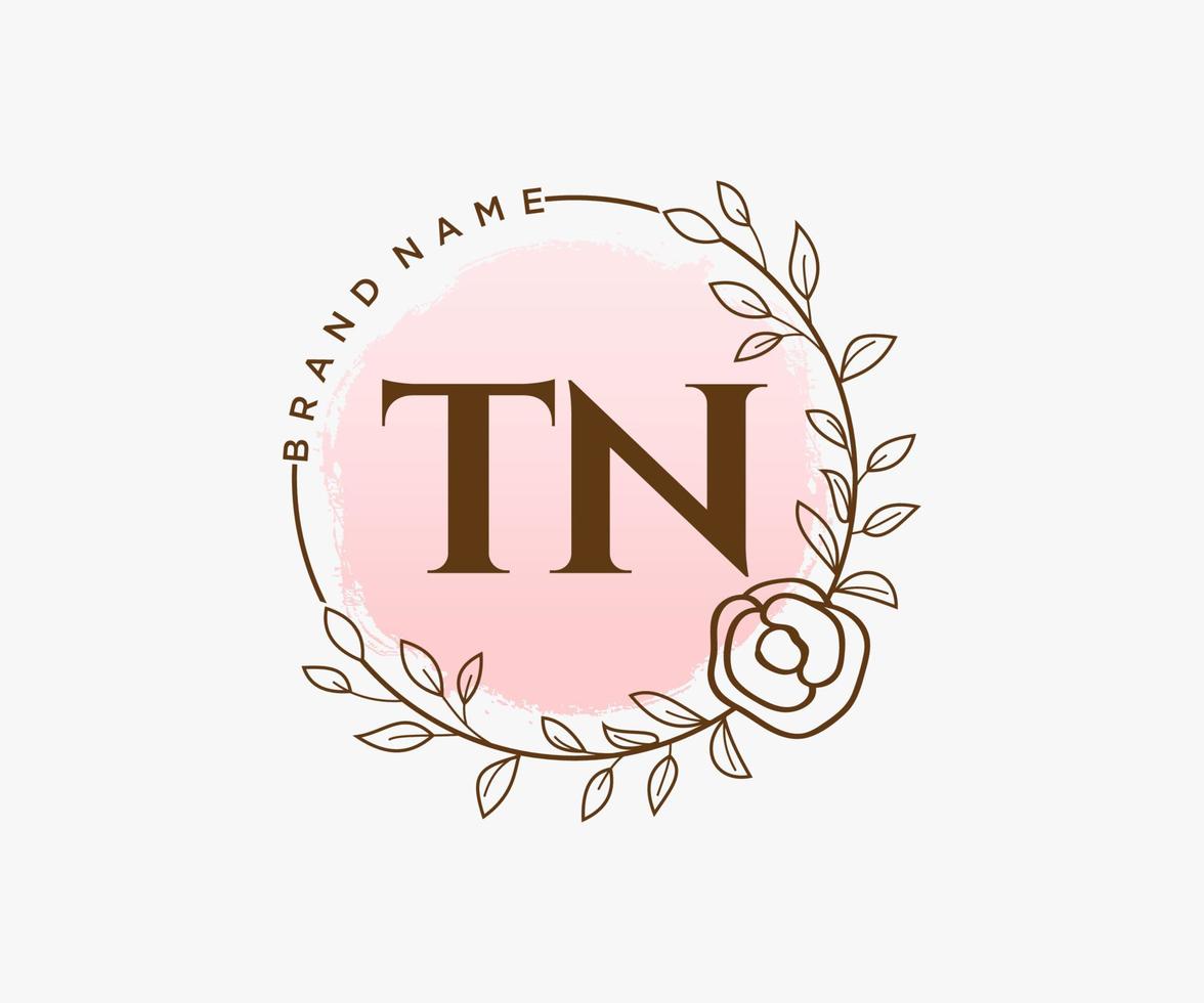 Initial TN feminine logo. Usable for Nature, Salon, Spa, Cosmetic and Beauty Logos. Flat Vector Logo Design Template Element.