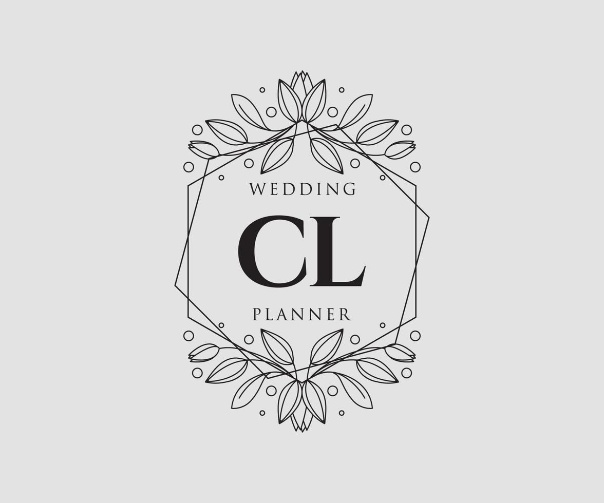 CL Initials letter Wedding monogram logos collection, hand drawn modern minimalistic and floral templates for Invitation cards, Save the Date, elegant identity for restaurant, boutique, cafe in vector