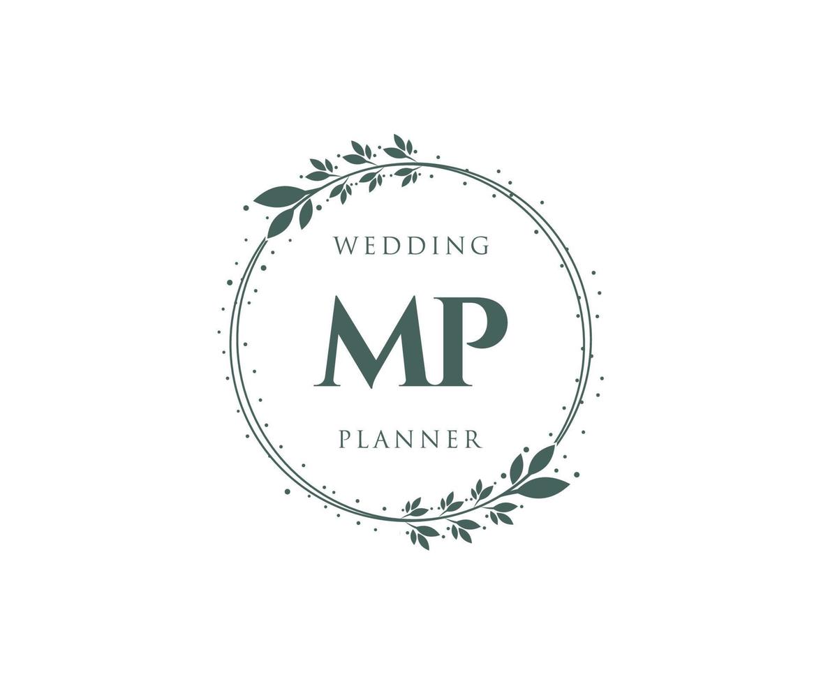MP Initials letter Wedding monogram logos collection, hand drawn modern minimalistic and floral templates for Invitation cards, Save the Date, elegant identity for restaurant, boutique, cafe in vector
