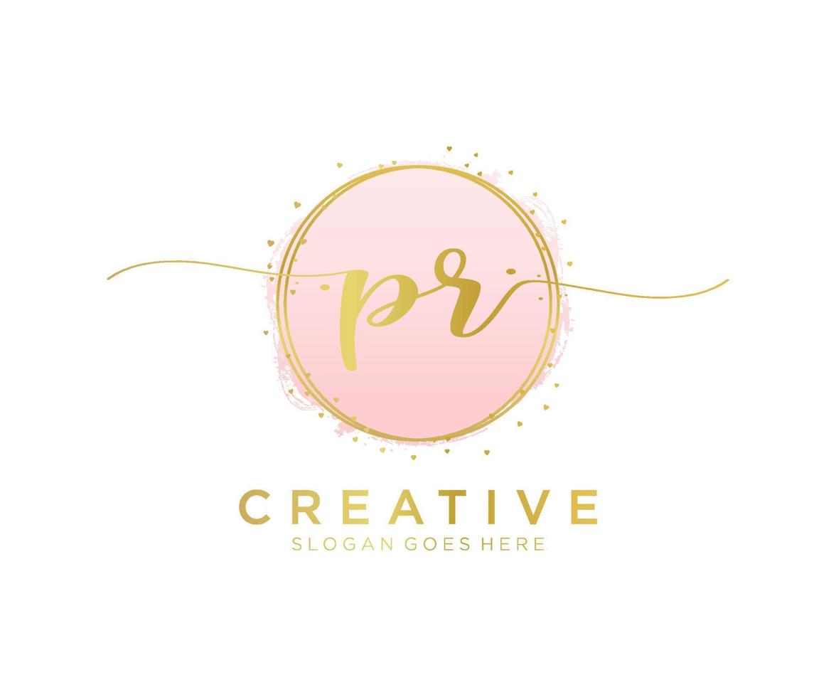 Initial PR feminine logo. Usable for Nature, Salon, Spa, Cosmetic and Beauty Logos. Flat Vector Logo Design Template Element.