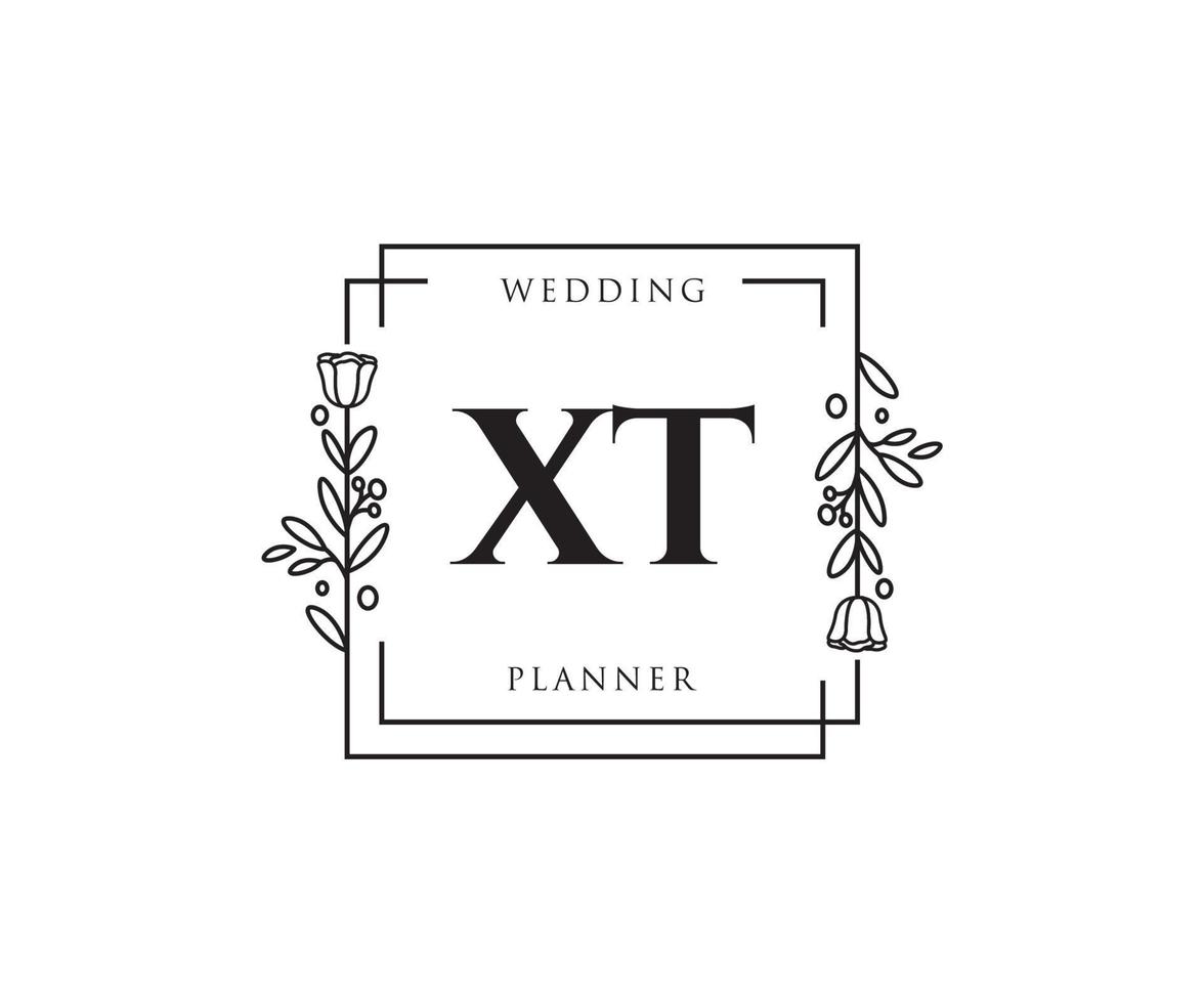 Initial XT feminine logo. Usable for Nature, Salon, Spa, Cosmetic and Beauty Logos. Flat Vector Logo Design Template Element.