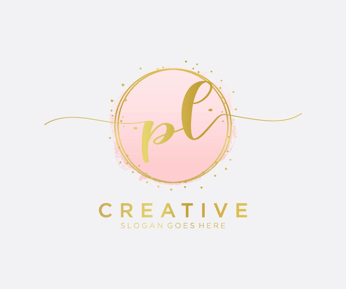 Initial PL feminine logo. Usable for Nature, Salon, Spa, Cosmetic and Beauty Logos. Flat Vector Logo Design Template Element.