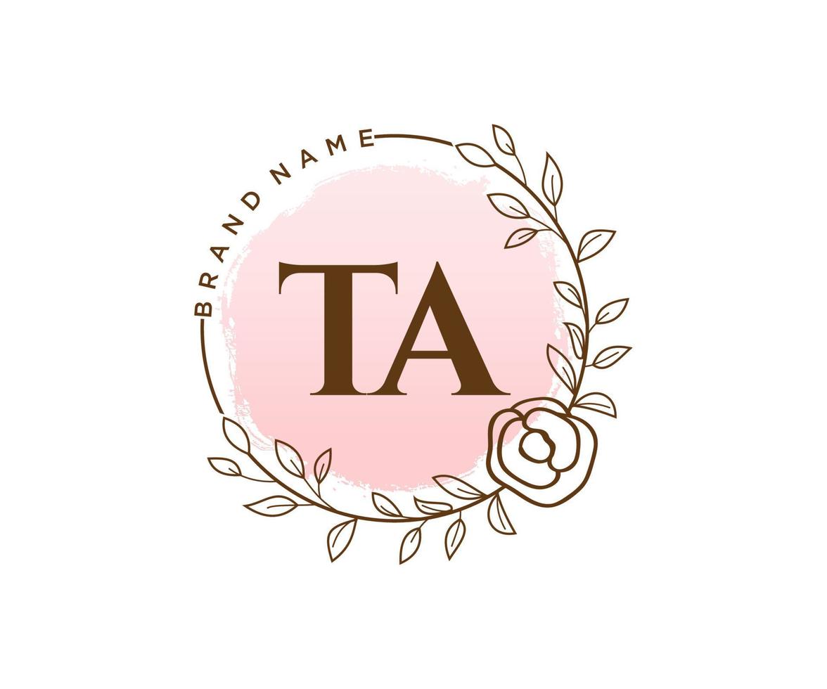 Initial TA feminine logo. Usable for Nature, Salon, Spa, Cosmetic and Beauty Logos. Flat Vector Logo Design Template Element.