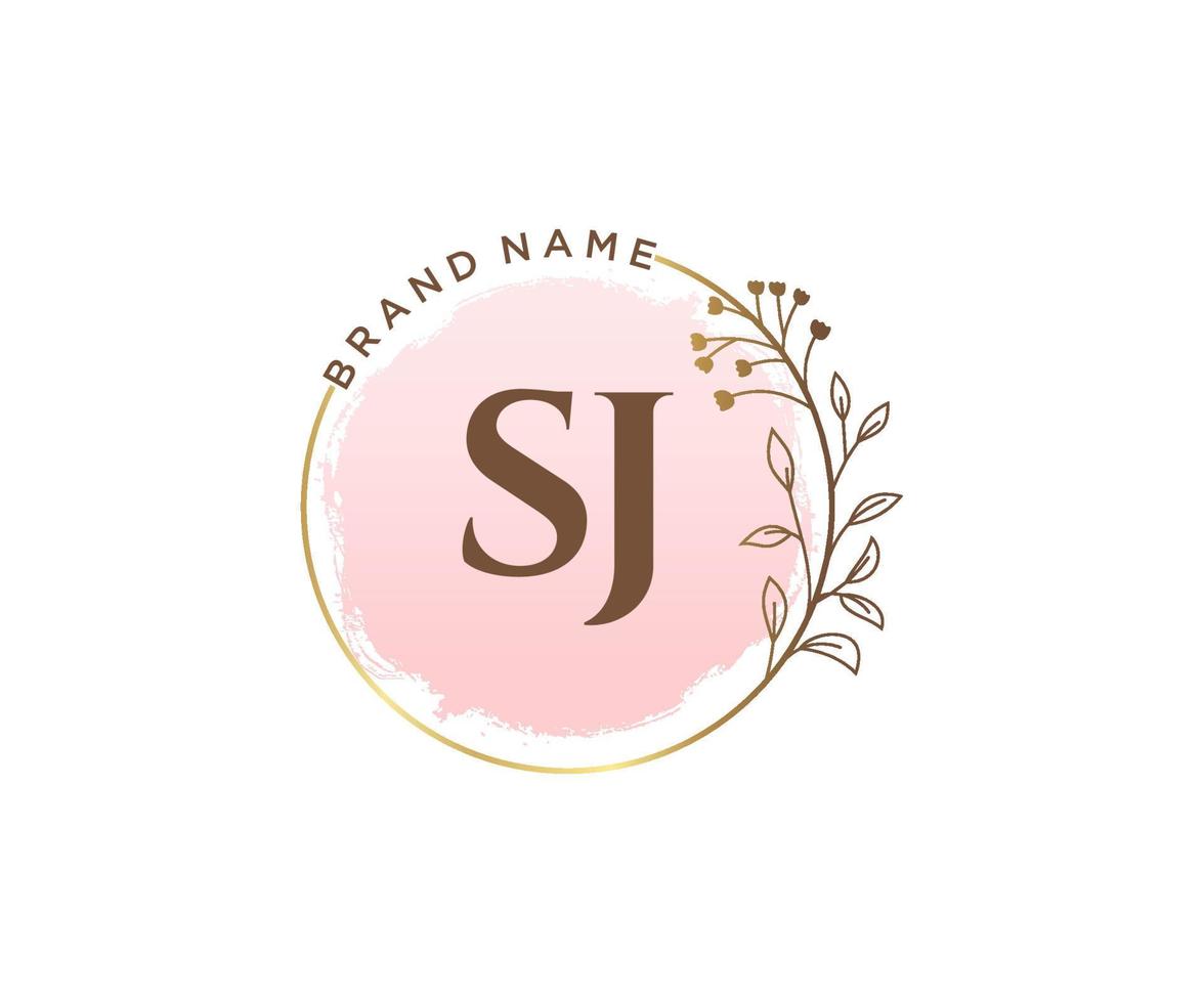 Initial SJ feminine logo. Usable for Nature, Salon, Spa, Cosmetic and Beauty Logos. Flat Vector Logo Design Template Element.