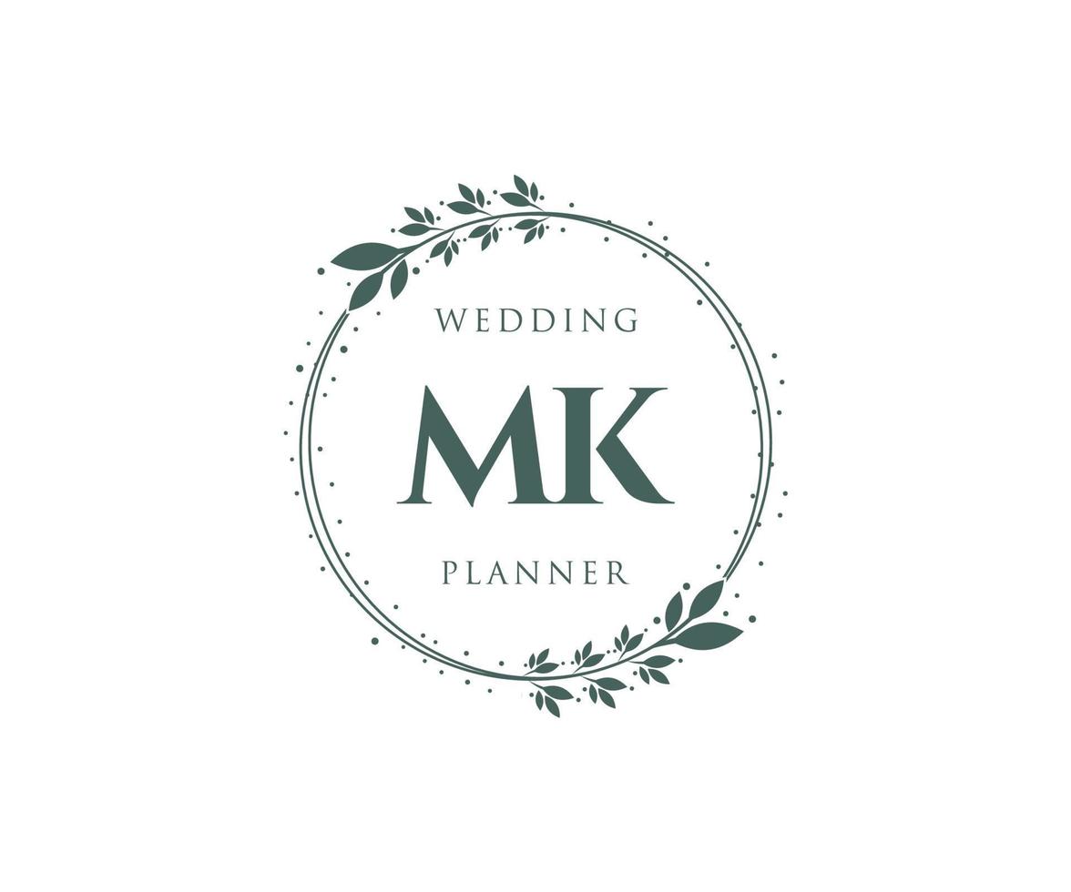 MK Initials letter Wedding monogram logos collection, hand drawn modern minimalistic and floral templates for Invitation cards, Save the Date, elegant identity for restaurant, boutique, cafe in vector