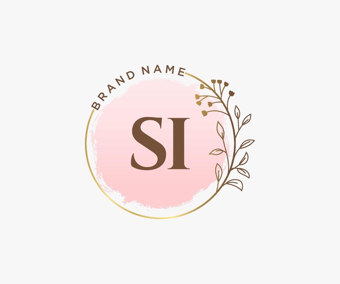 Initial SI feminine logo. Usable for Nature, Salon, Spa, Cosmetic and Beauty Logos. Flat Vector Logo Design Template Element.