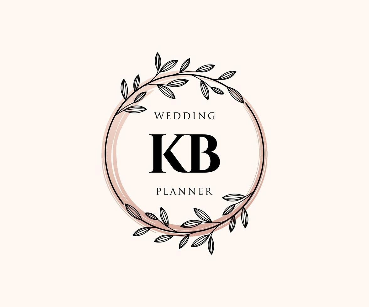 KB Initials letter Wedding monogram logos collection, hand drawn modern minimalistic and floral templates for Invitation cards, Save the Date, elegant identity for restaurant, boutique, cafe in vector