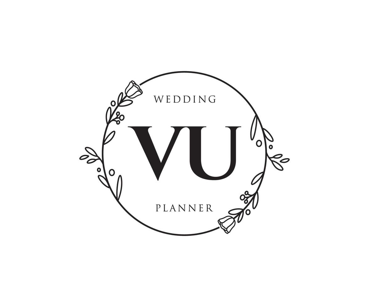 Initial VU feminine logo. Usable for Nature, Salon, Spa, Cosmetic and Beauty Logos. Flat Vector Logo Design Template Element.