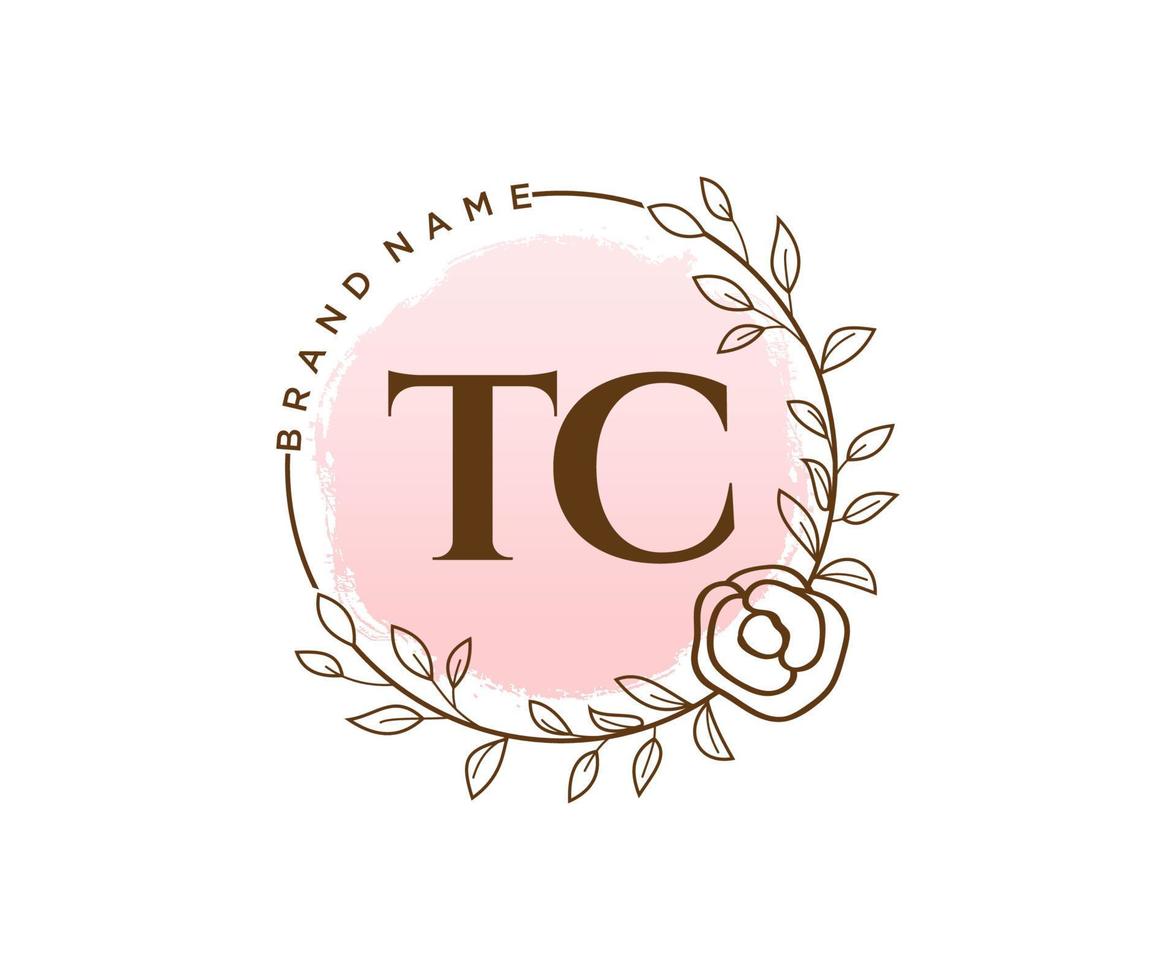 Initial TC feminine logo. Usable for Nature, Salon, Spa, Cosmetic and Beauty Logos. Flat Vector Logo Design Template Element.