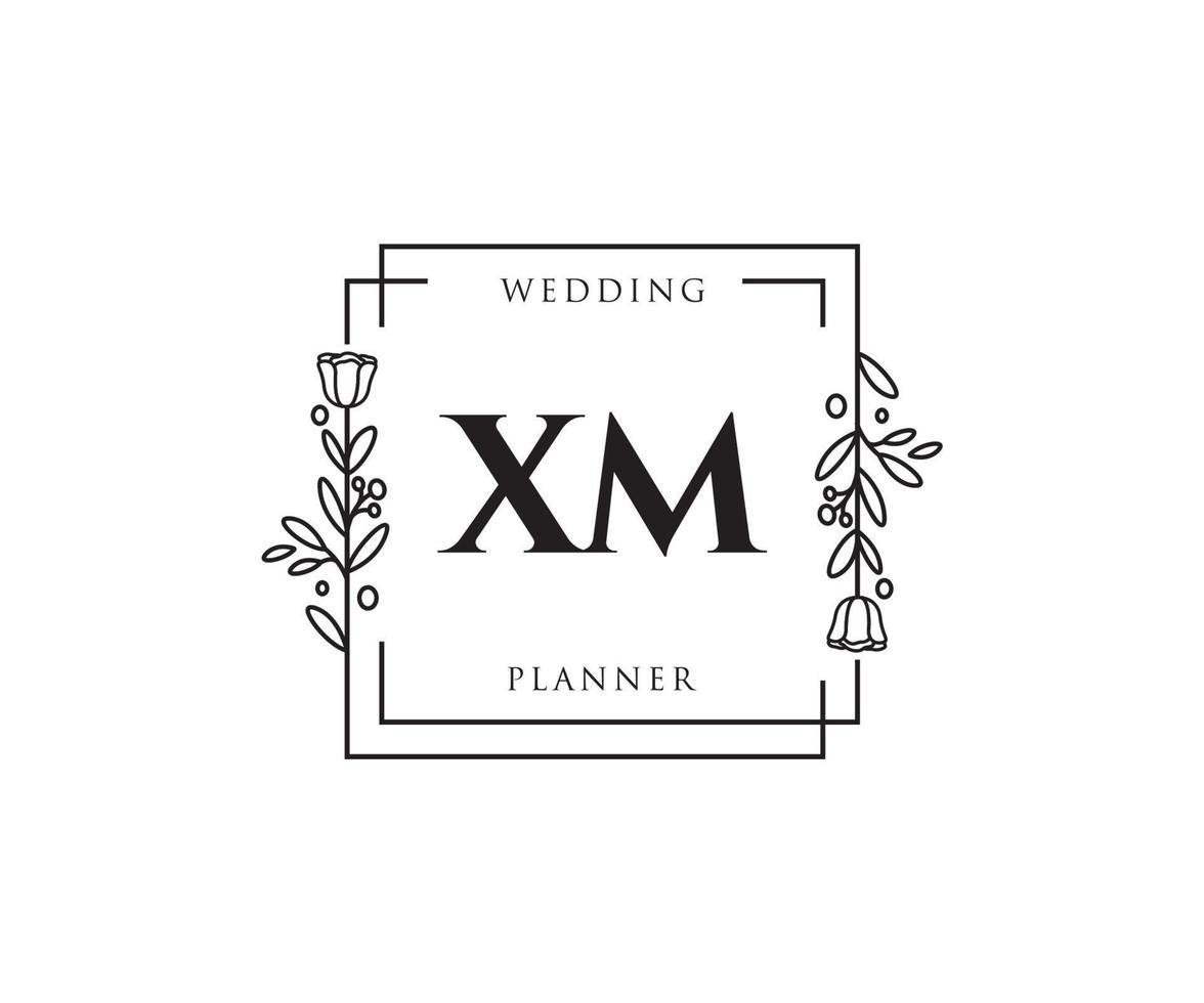 Initial XM feminine logo. Usable for Nature, Salon, Spa, Cosmetic and Beauty Logos. Flat Vector Logo Design Template Element.
