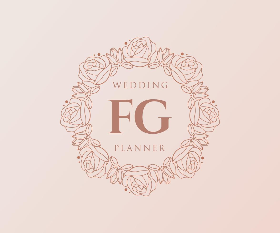 FG Initials letter Wedding monogram logos collection, hand drawn modern minimalistic and floral templates for Invitation cards, Save the Date, elegant identity for restaurant, boutique, cafe in vector