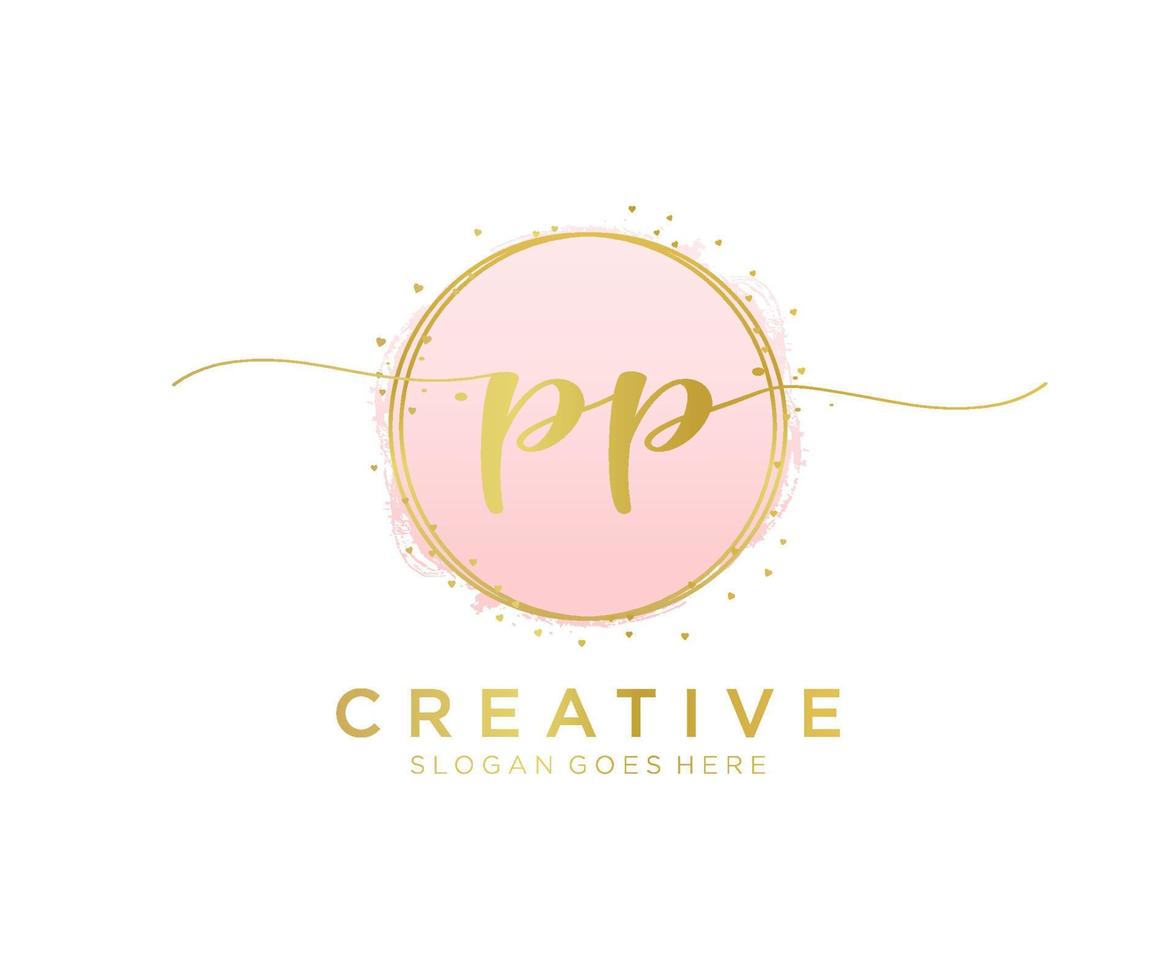 Initial PP feminine logo. Usable for Nature, Salon, Spa, Cosmetic and Beauty Logos. Flat Vector Logo Design Template Element.