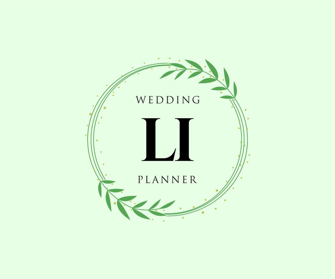 colección de logotipos de monograma de boda con letras iniciales li, plantillas florales y minimalistas modernas dibujadas a mano para tarjetas de invitación, guardar la fecha, identidad elegante para restaurante, boutique, café en vector