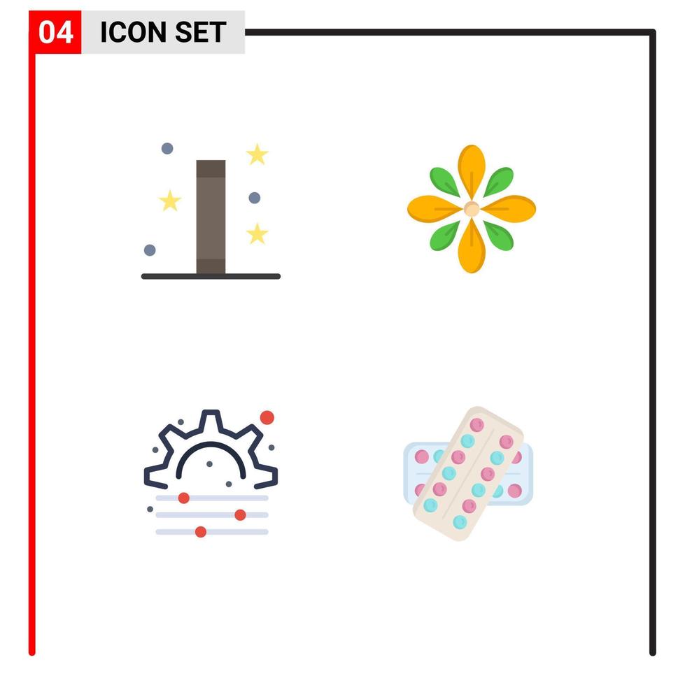 Pack of 4 creative Flat Icons of halloween hindu magical decorate creative Editable Vector Design Elements