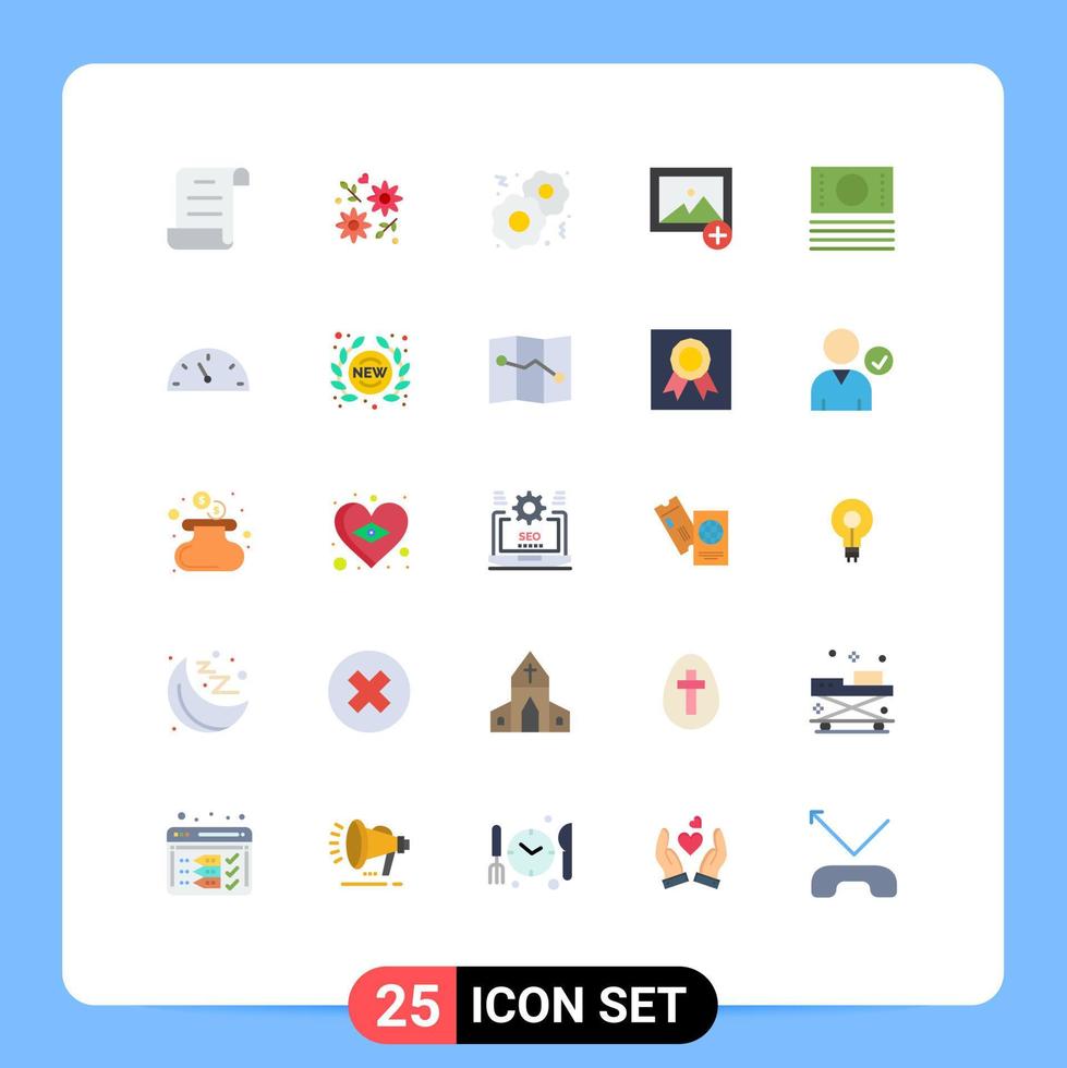 grupo de símbolos de iconos universales de 25 colores planos modernos de elementos de diseño de vectores editables de fotos de comercio electrónico de alimentos de tienda de rendimiento