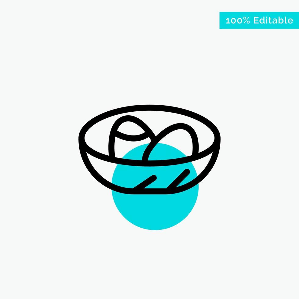 Bowl Celebration Easter Egg Nest turquoise highlight circle point Vector icon